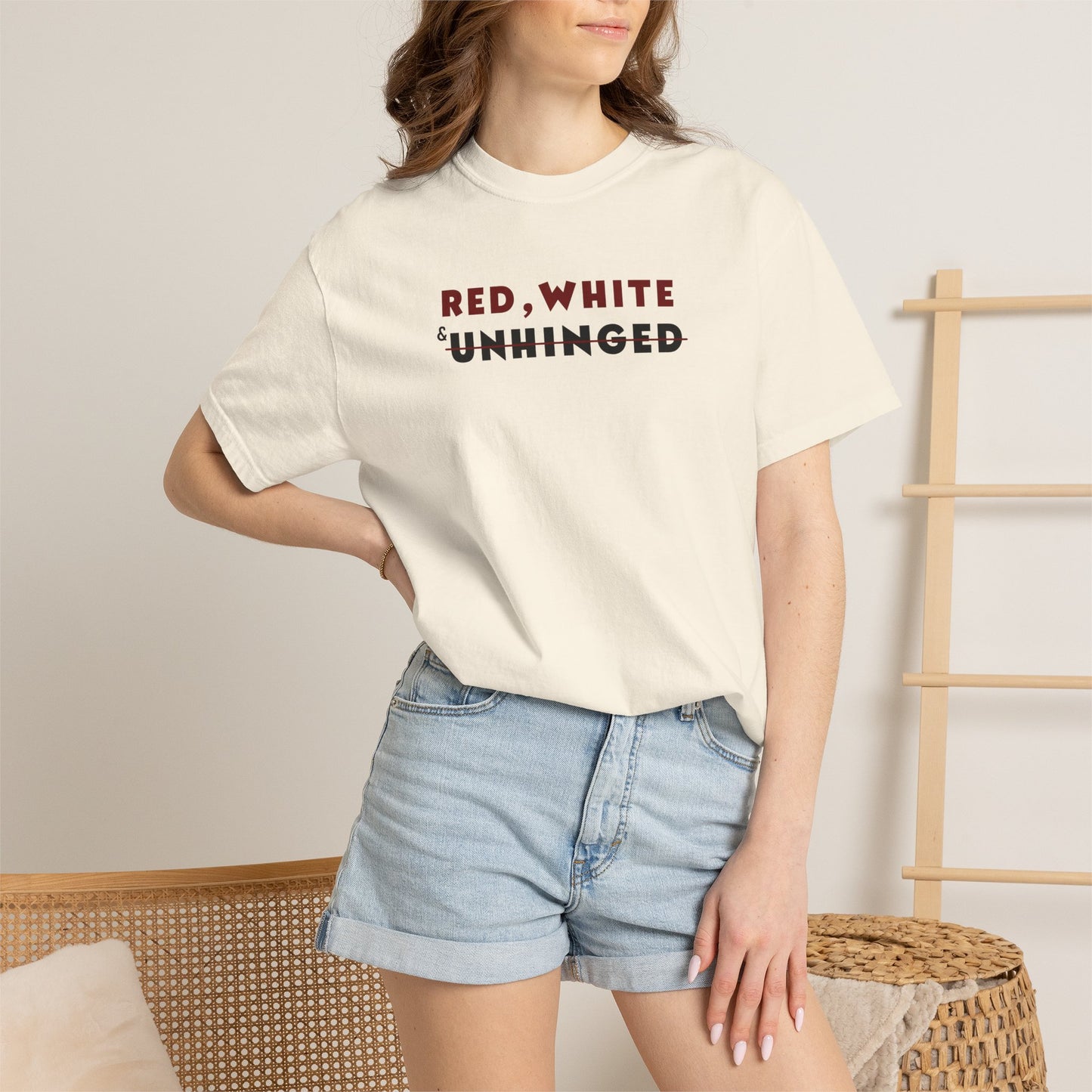 Red, White & Unhinged T-Shirt — Ivory